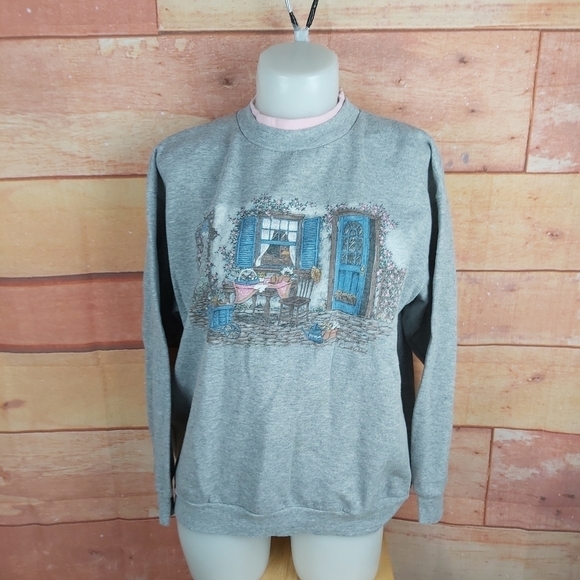 VINTAGE crew neck sweatshirt country scenery - Picture 6 of 7